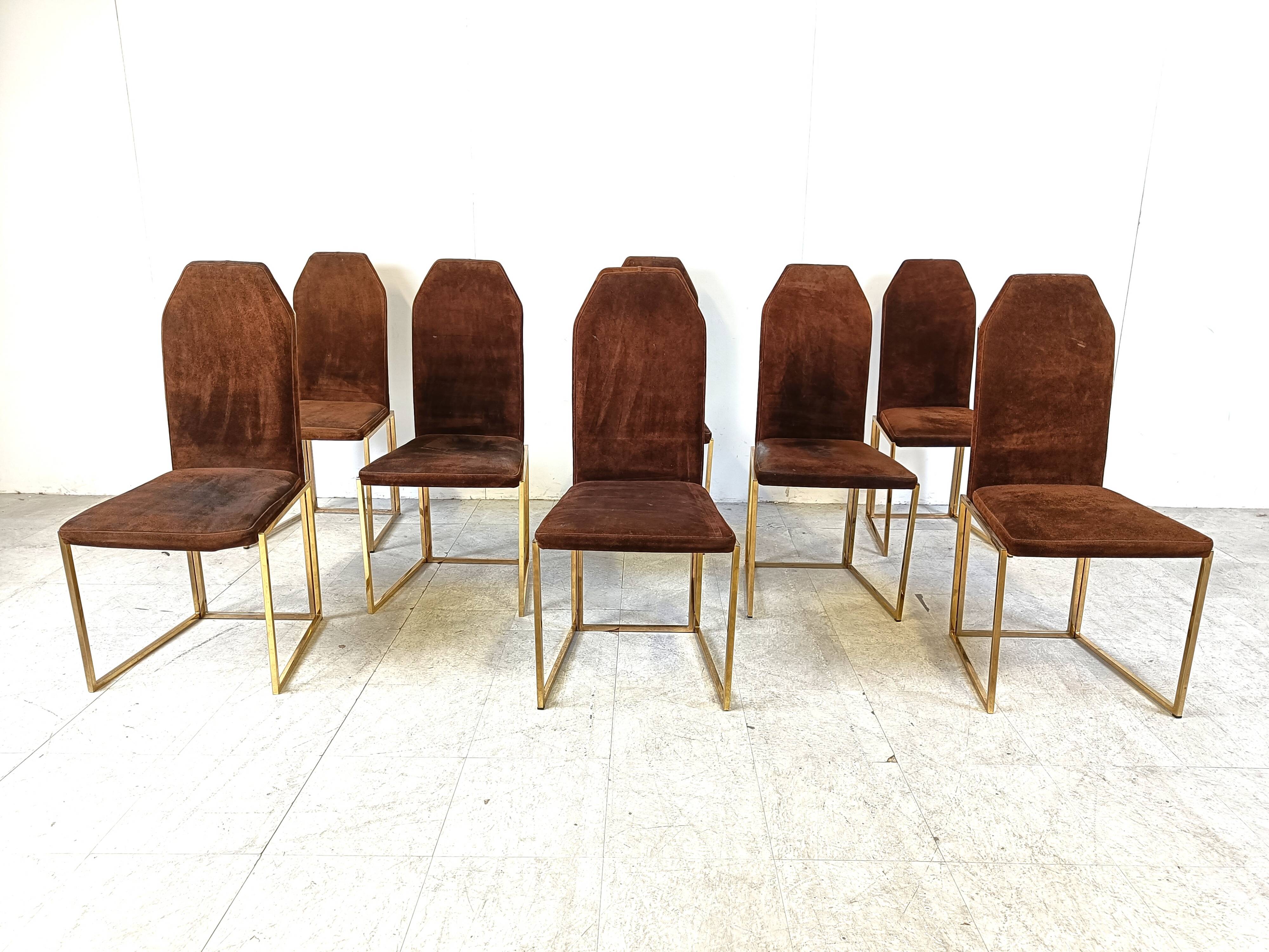 Vintage brass dining chairs by Belgo chrom, 1970s