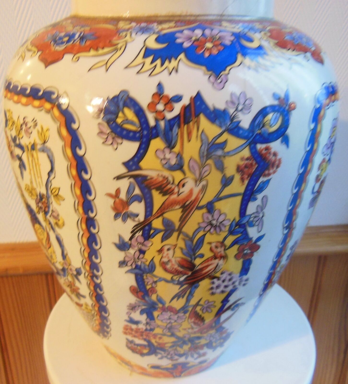 Vase with bird decoration signed y . p derevua