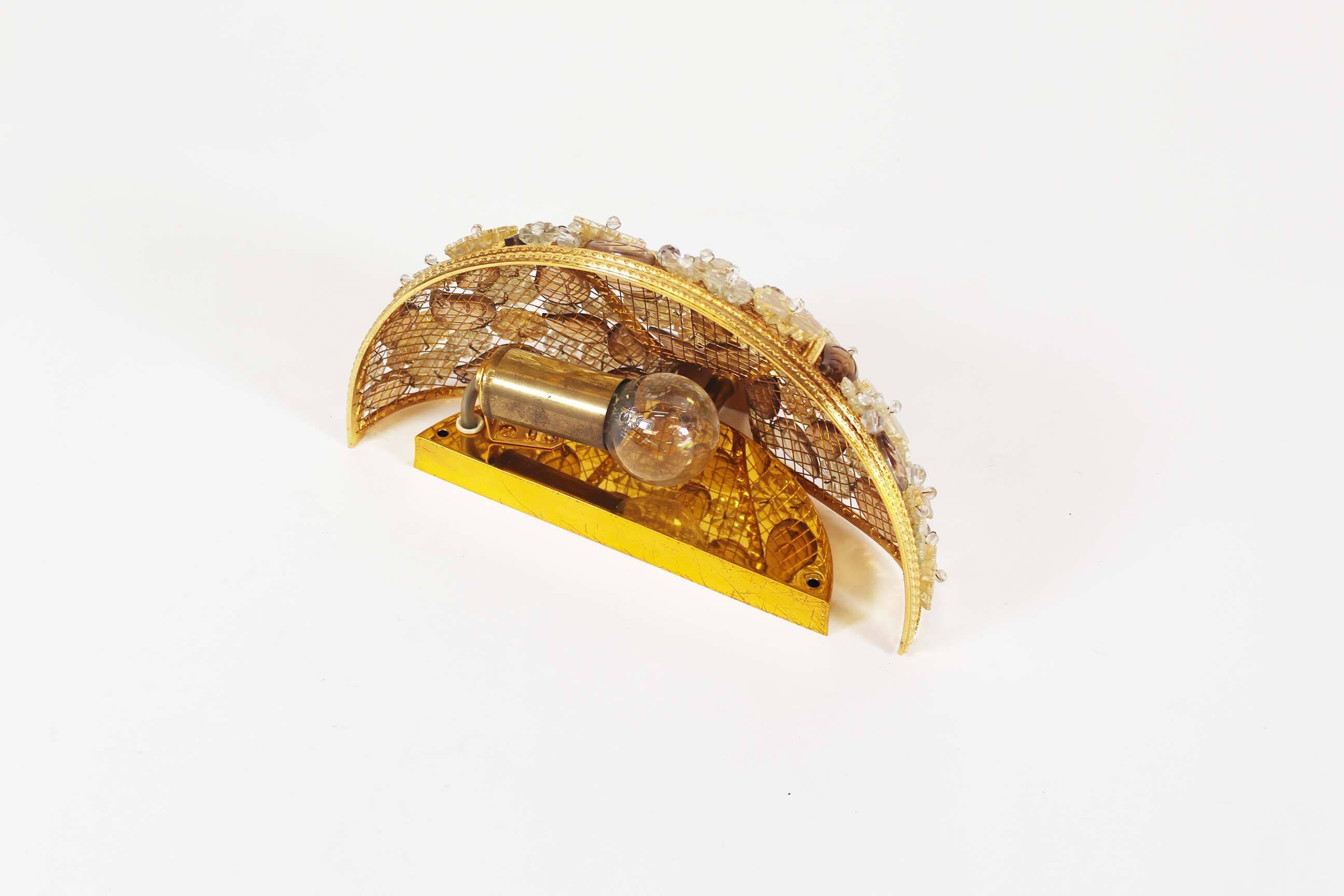 Incredible and rare crystal glass wall light light by Palwa, Germany 1960’s