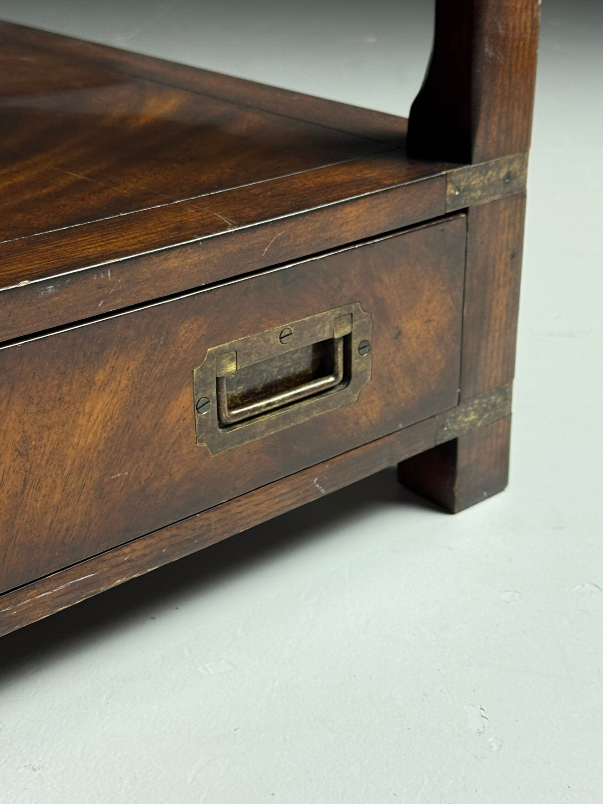 Campaign style mahogany coffee table