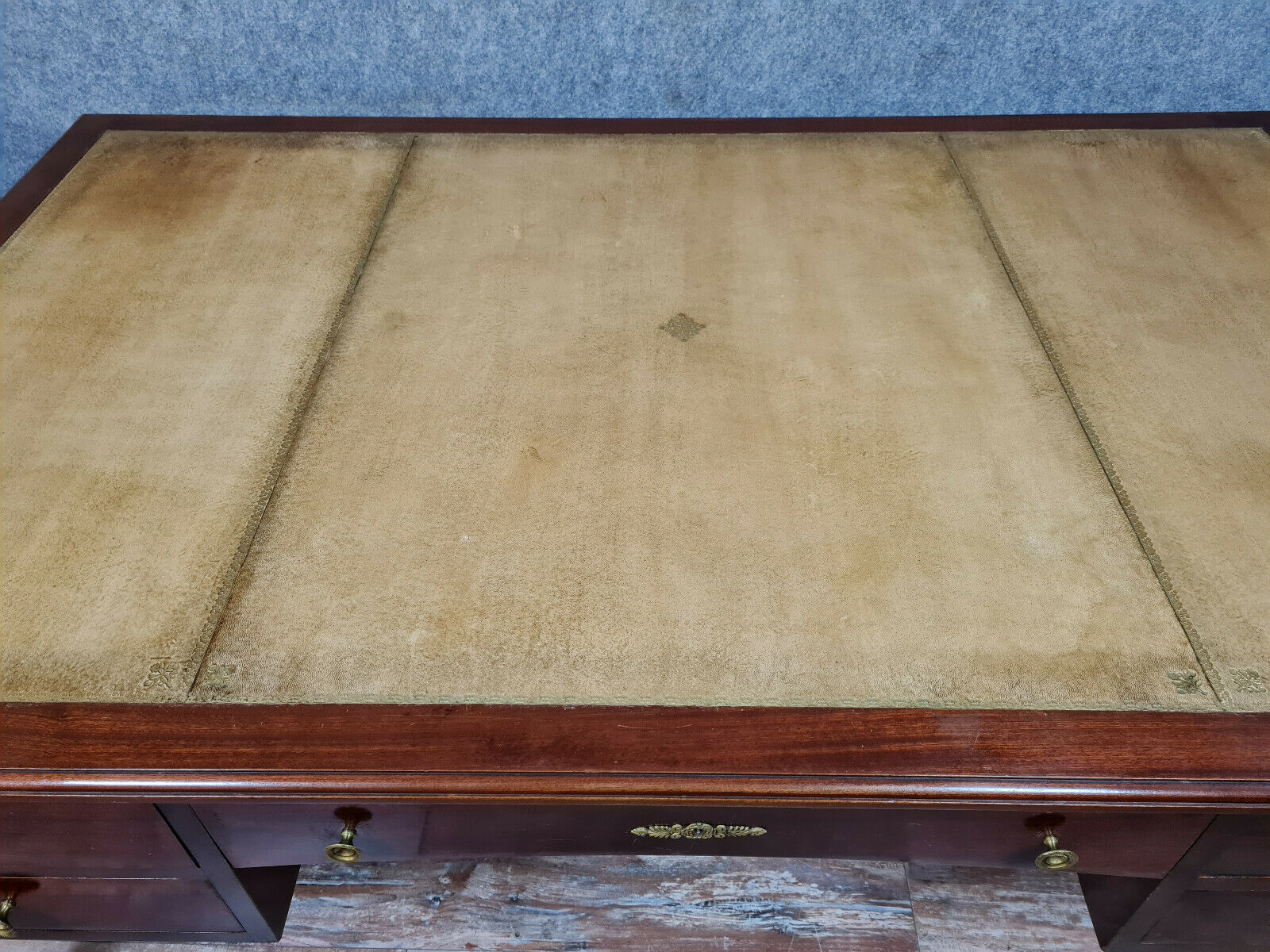 Bureau Ministre double face Empire en acajou vers 1850-1880