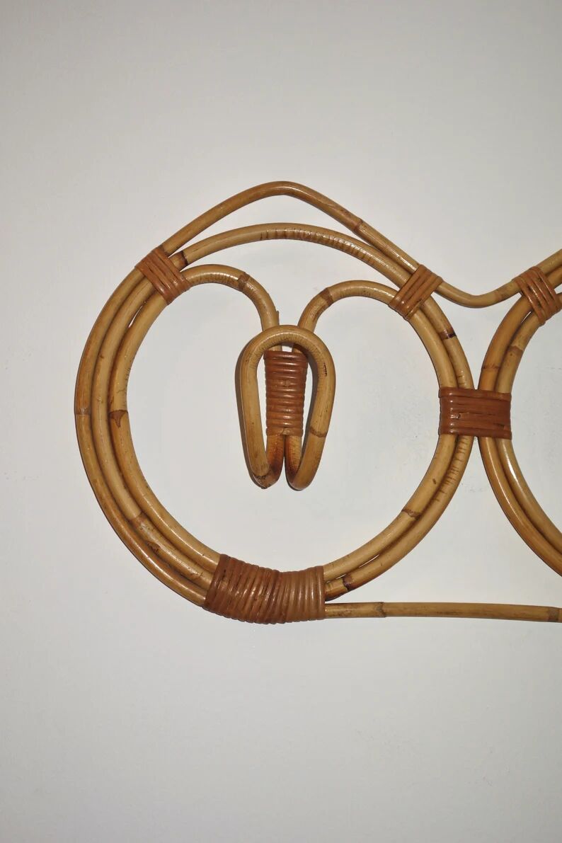 Porte manteau mural par Franco Albini en rotin et bambou, Italie 1960's