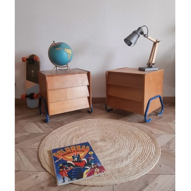 Pair of vintage bedsides former boarding school