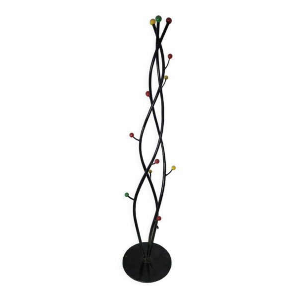 Porte manteau vintage avec boule multicolore