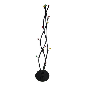 Vintage coat rack with multicolored ball