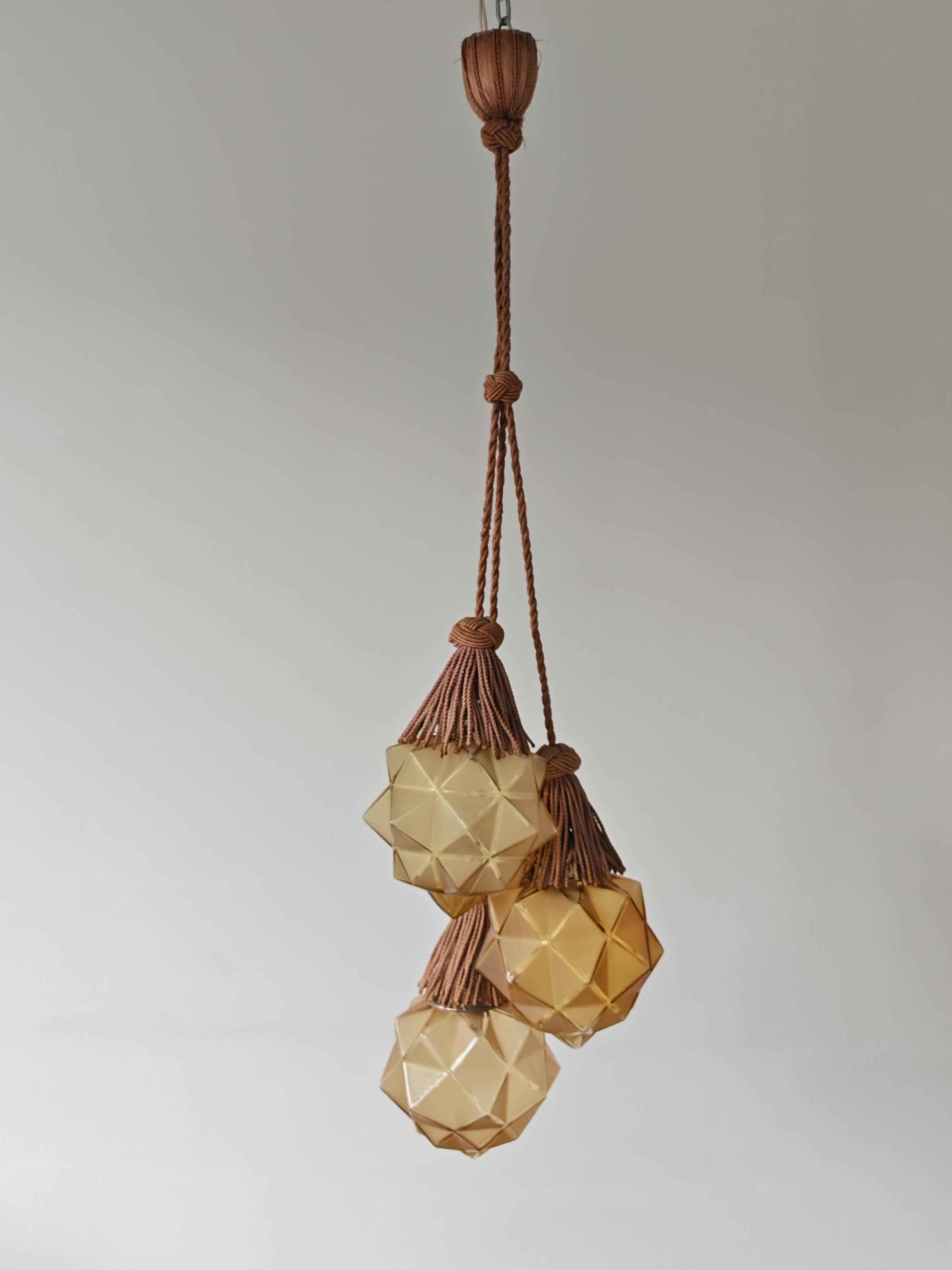 Lustre Art Déco avec Abat-jours en Forme d'Étoile, 1930