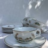Vintage set of 5 porcelain plates and 5 cups – Digoin Sarreguemines