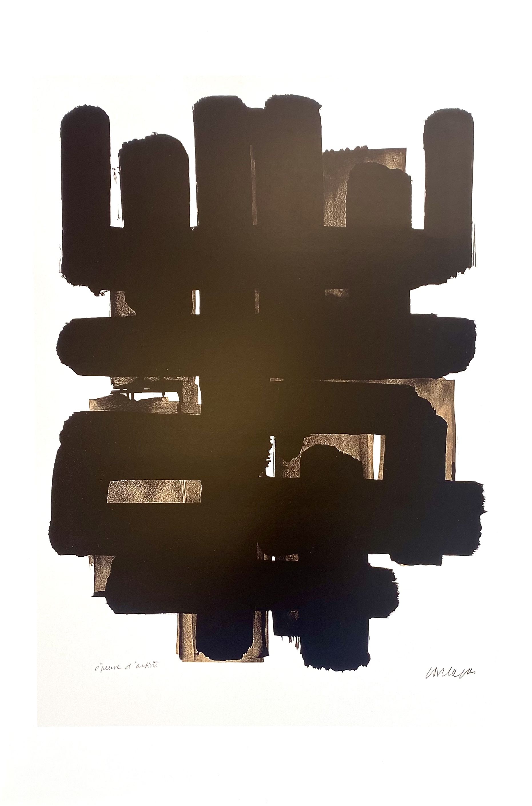 Pierre Soulages, poster representing lithograph #3, Soulages Museum Edition of Rodez, circa 2020