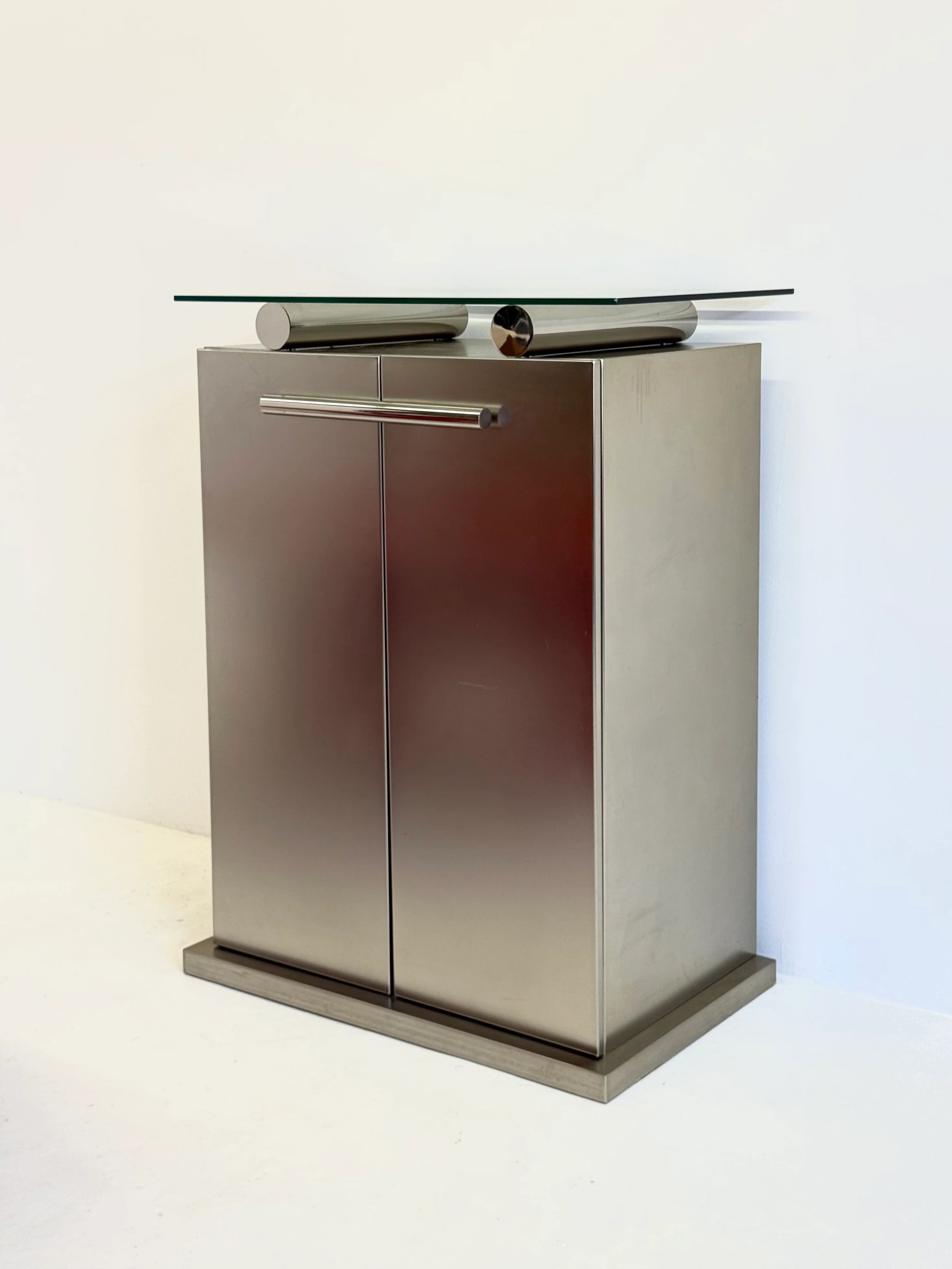 Postmodern aluminium bar cabinet by Belgochrom