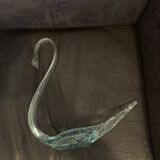 Large swan 31cm in glass crafts France glass bird statue vintage old