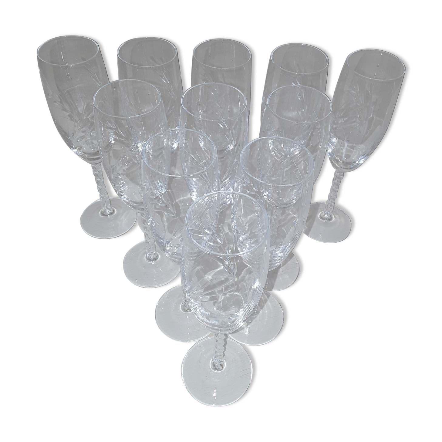 11 Arques Crystal Champagne Flutes