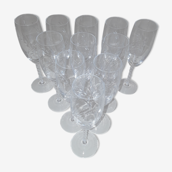 11 Arques Crystal Champagne Flutes