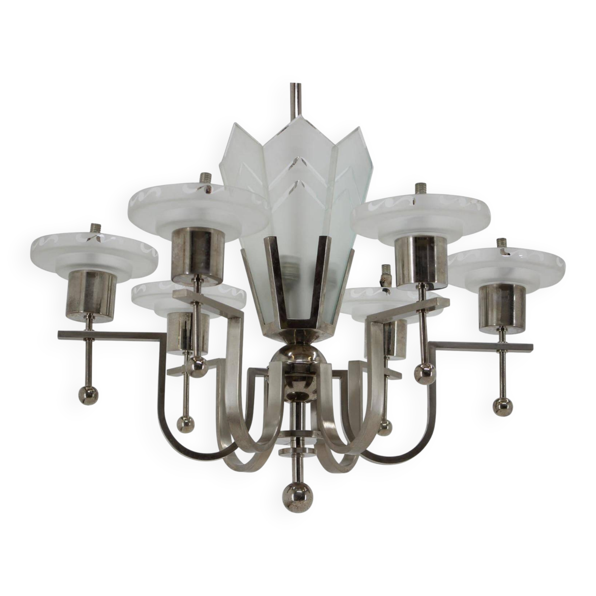 Large Bauhaus chrome pendant, 1930s / Functionalism