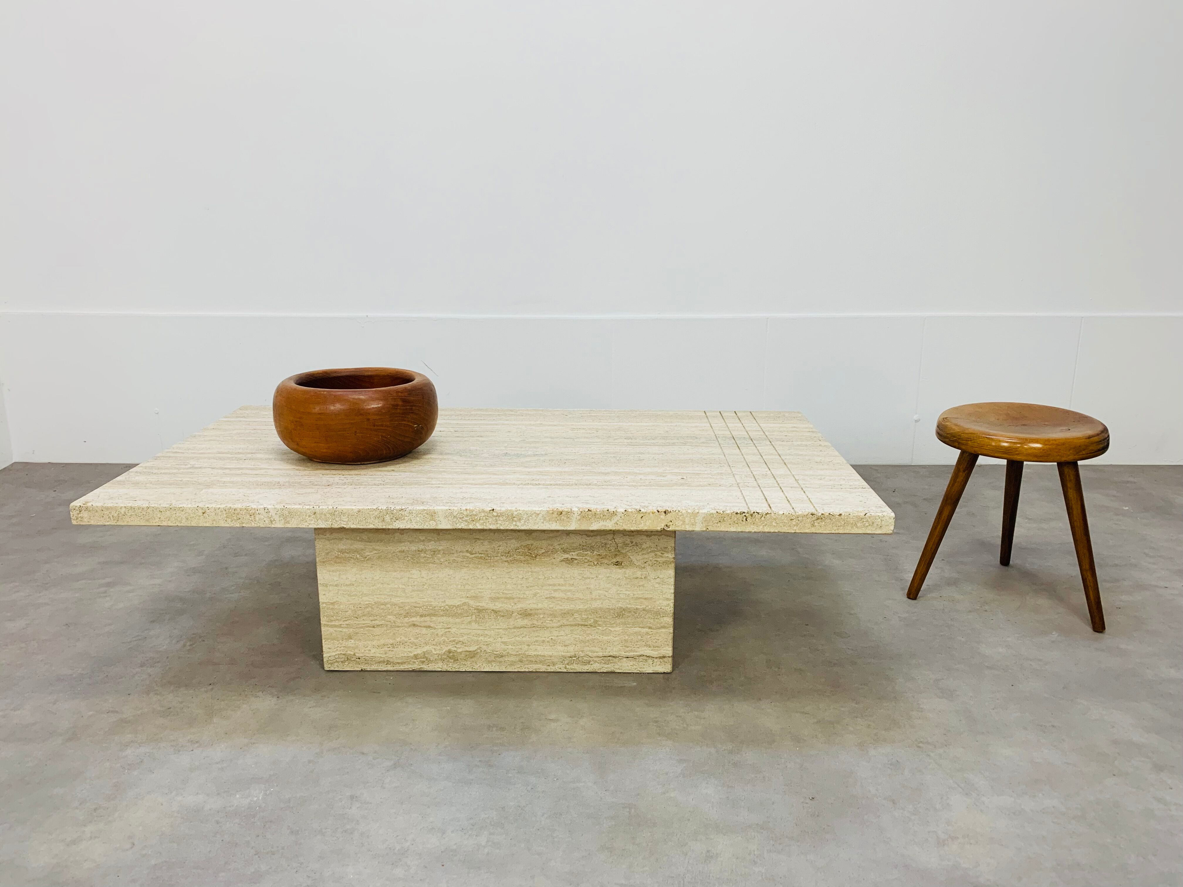 Rectangular travertine coffee table