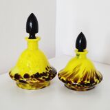 2 flacons art déco en verre jaune et marron Franz Welz