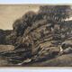 Henri BODART, Landscape. Original drypoint signed in the plate