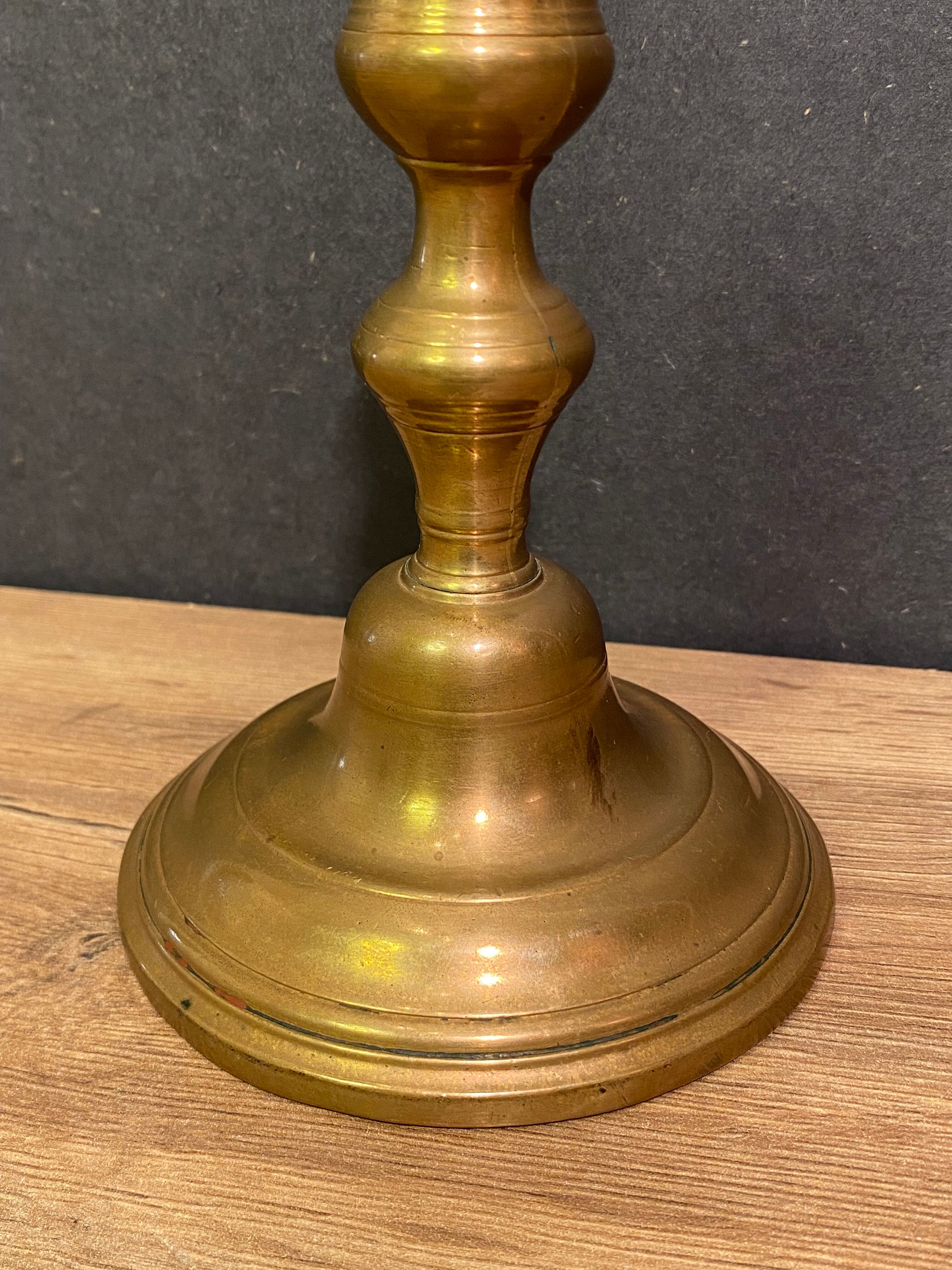 Eighteenth-century brass bronze candle holder