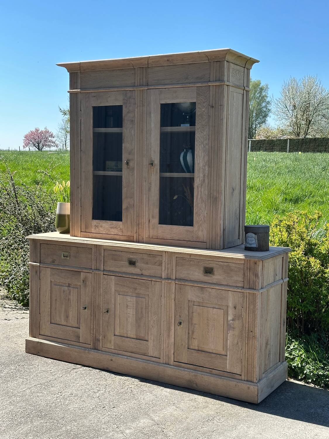 Raw oak dresser cabinet