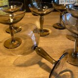 Lot of 7 champagne glasses smoked glass