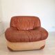 Four vintage armchairs, leather and fabric, 70s
