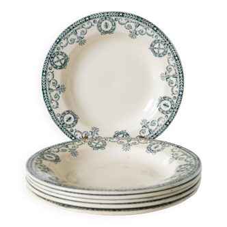 Set of 6 deep plates in Terre de Fer, Salins model "Cambacéres" 19th century