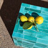 Table basse en Zellige moderne bleu turquoise