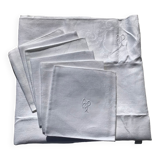 AP embroidered square tablecloth with 6 towels