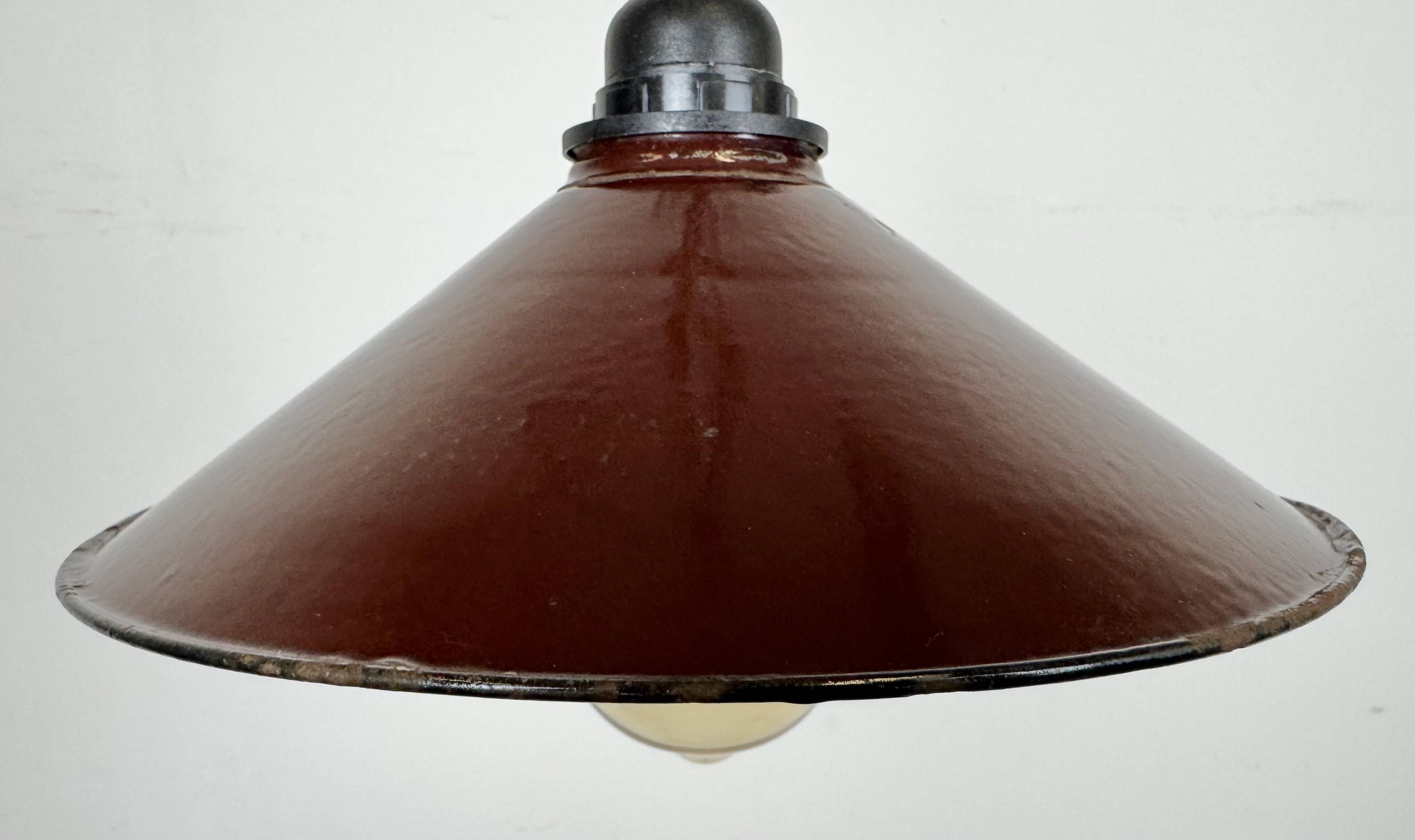 Industrial Dark Red Enamel Factory Pendant Lamp, 1960s