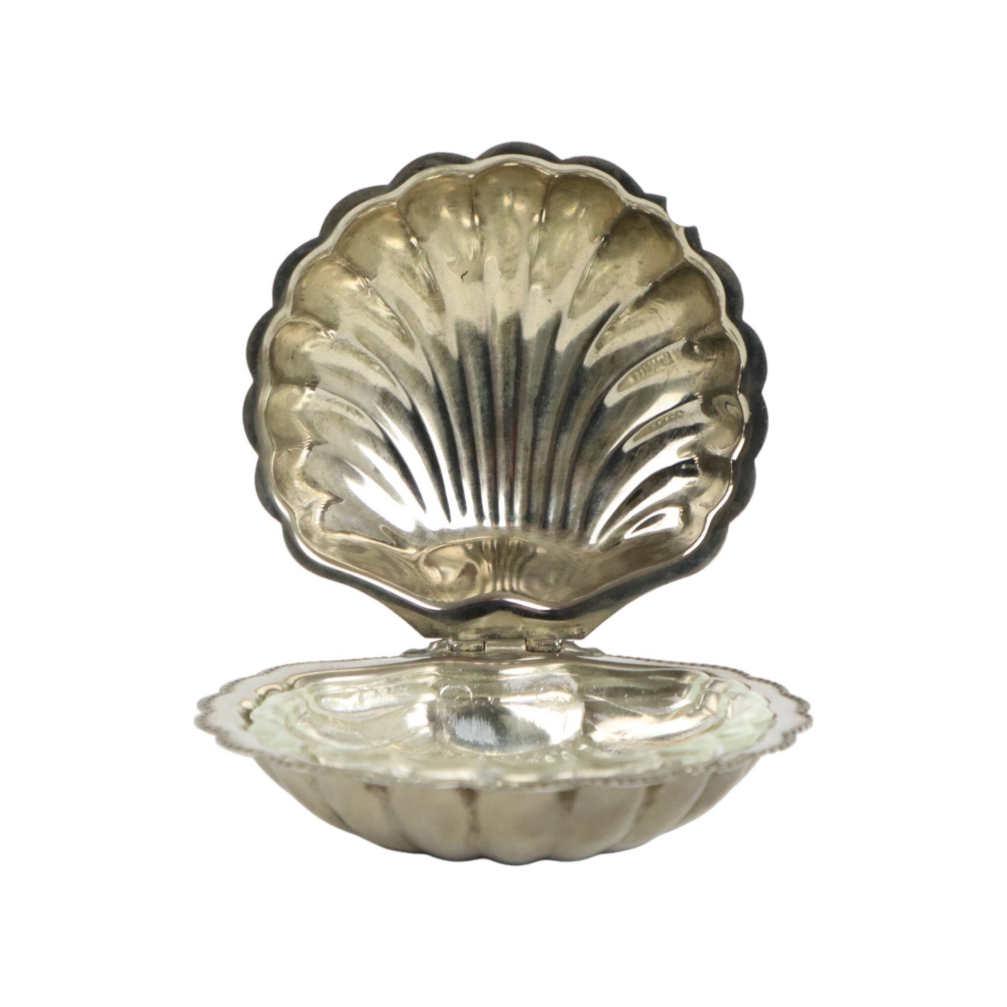 Vintage Argent Plaqué Shell Beurrier Caviar Holder Verre Marqué