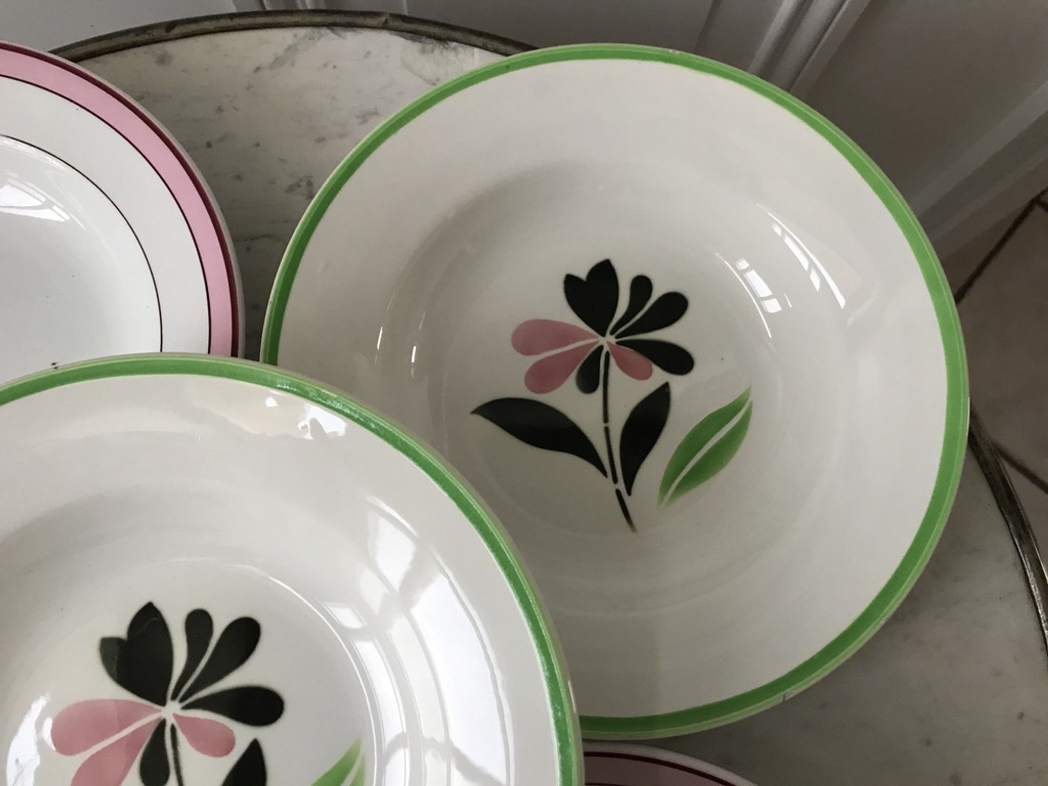 Lot of 5 hollow plates digoin sarreguemines model "rustic" and "casino" 50s