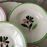 Lot of 5 hollow plates digoin sarreguemines model "rustic" and "casino" 50s