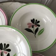 Lot of 5 hollow plates digoin sarreguemines model "rustic" and "casino" 50s