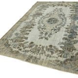 Handmade Hi-Low Pile Anatolian 1980s 195 cm x 283 cm Blue Rug