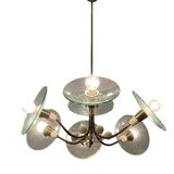 Brass glass chandelier, 1940s