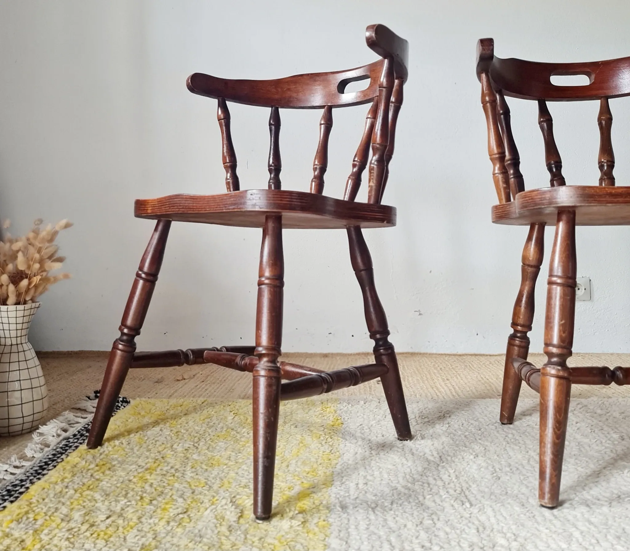 Lot de 4 Chaises Bistrot Western en Bois Massif