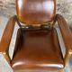 Scandinavian style armchairs (pair) in rubberwood and leather