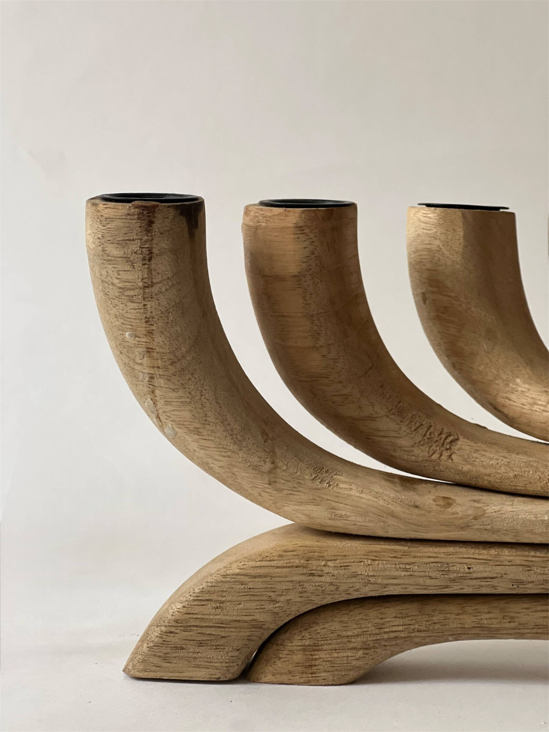 Scandinavian wooden candle holder, Denmark 1970s.