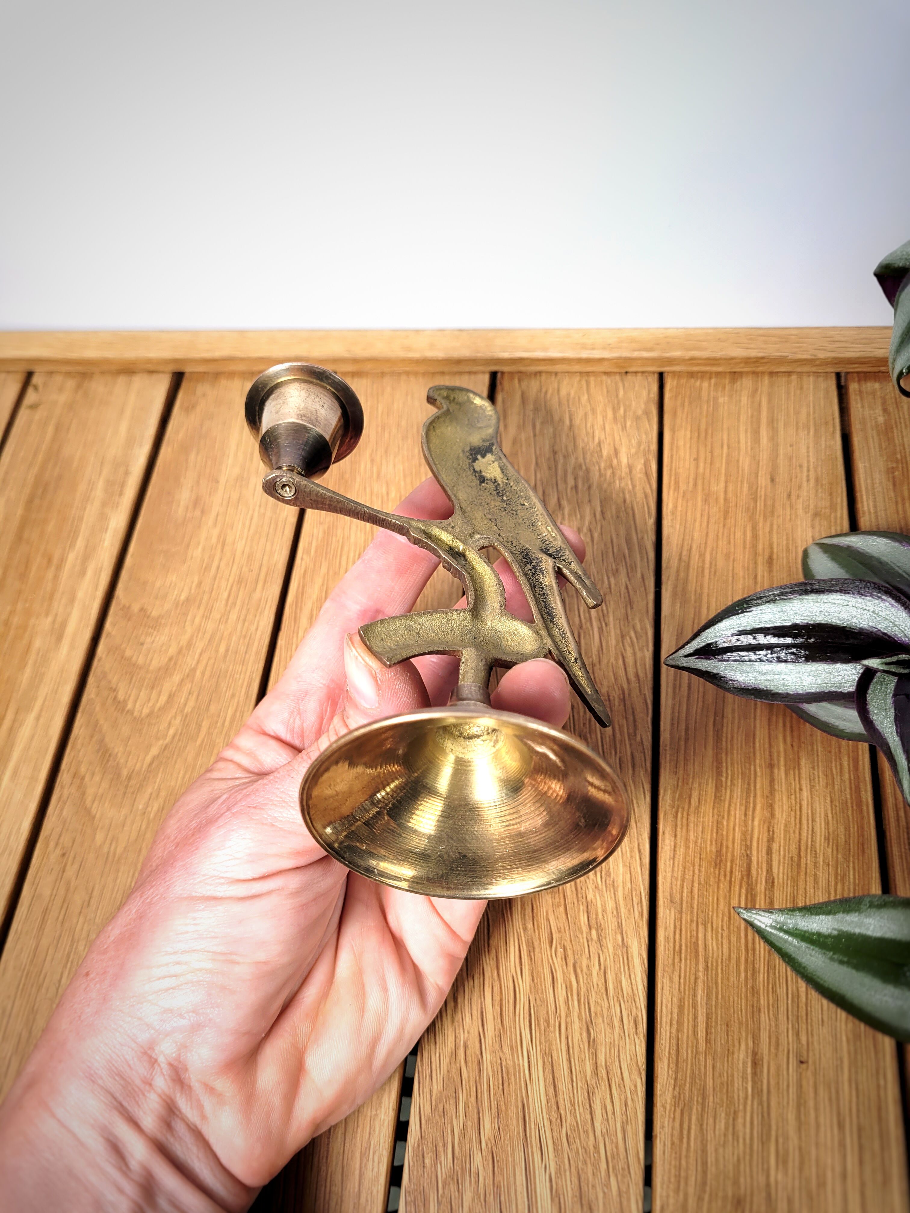Brass bird candle holder