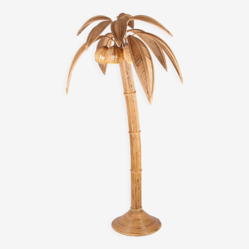 Rattan coconut floor lamp