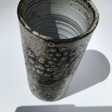 Artisan vase enamel beige brown abstract pattern