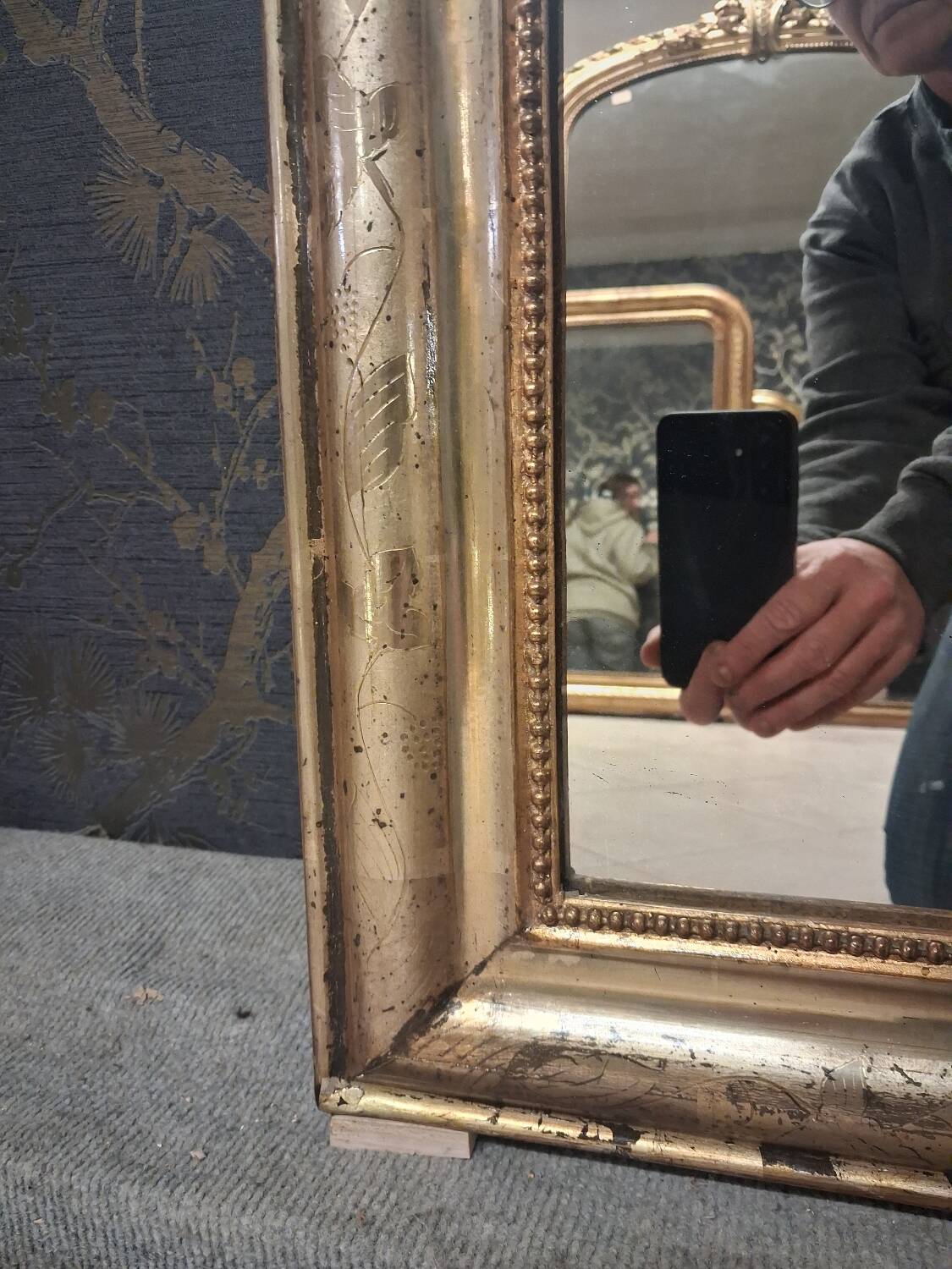 Miroir Louis Philippe argent 95x65