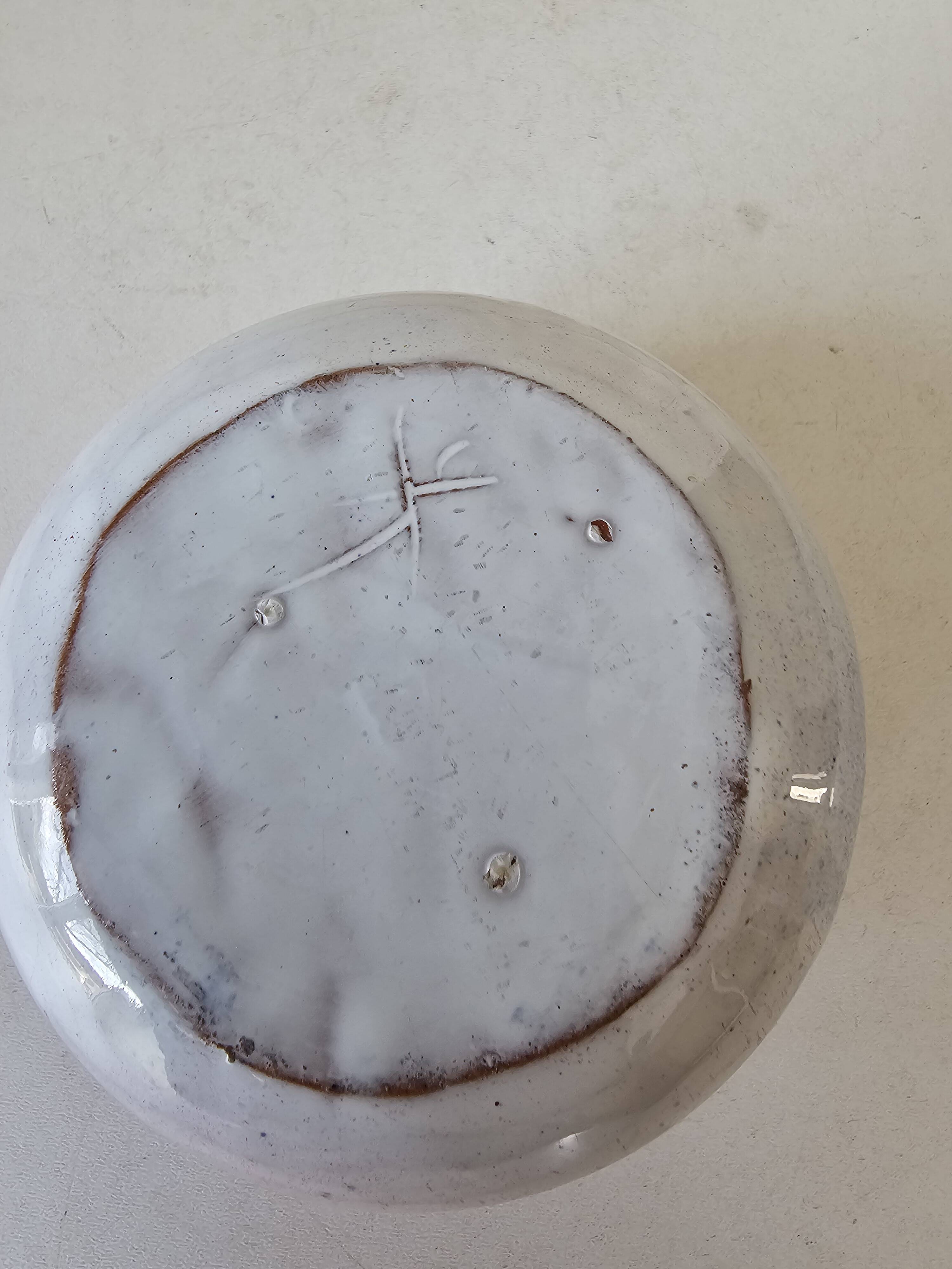 Ceramic vase flower holder Signed pictogram to be identified