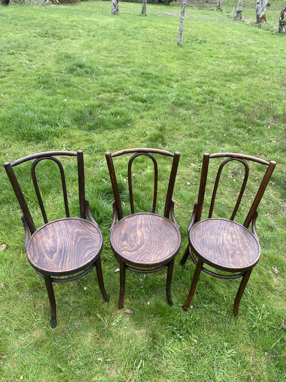 Set of 8 mismatched bistro chairs