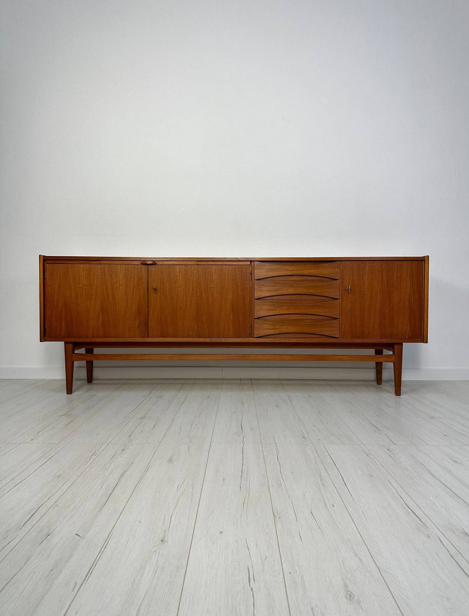 1960s Vintage Large Minimalistic Mid-Century Teak Sideboard