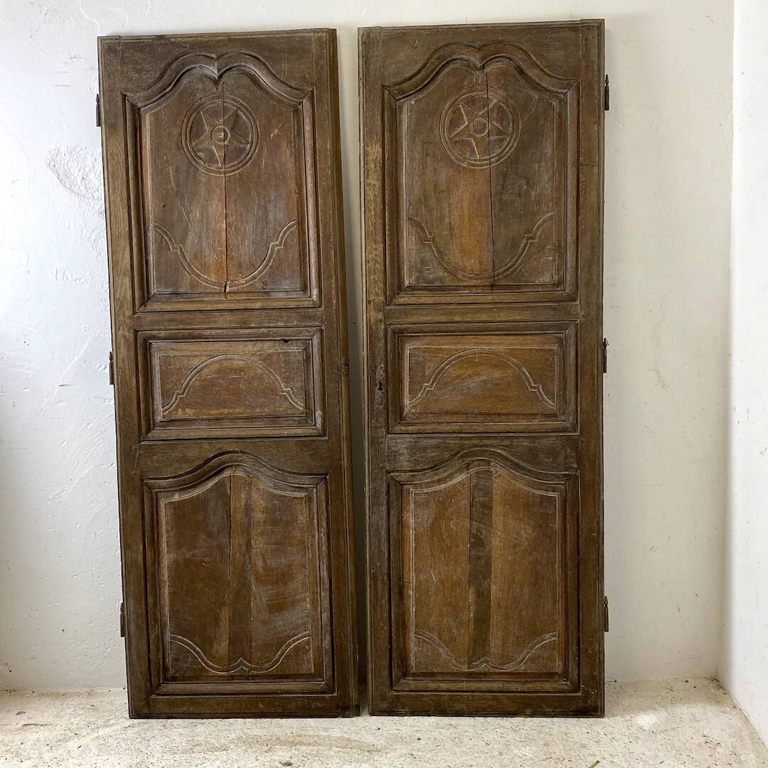 Pair of 18th century oak cabinet doors