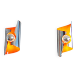 Paire appliques Space Age laiton et orange