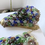 Pair of Art Nouveau bronze and Murano glass wall lights