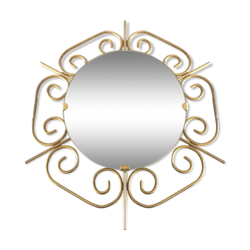 Miroir soleil métal doré - 44cm
