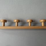 Solid pine wall-mounted coat rack with 4 hooks