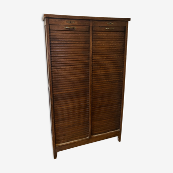 Double curtain binder cabinet